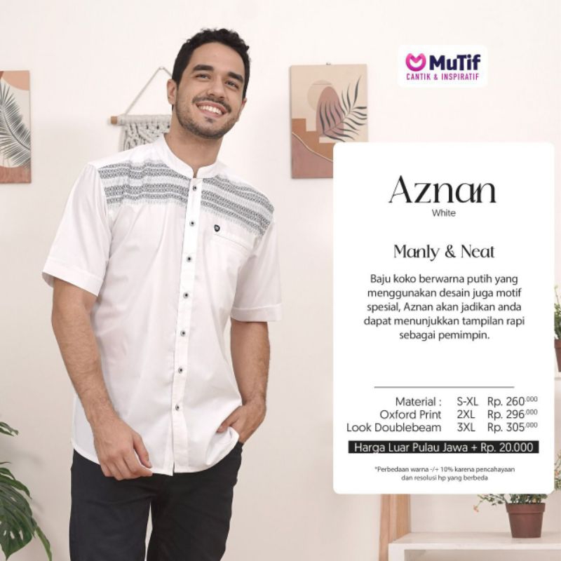 BAJU KOKO MUSLIM ATASAN PRIA PREMIUM MURAH AZNAN BY MUTIF