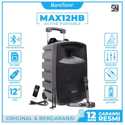 Speaker Portable Baretone 12 Inch MAX12HB MAX 12 HB MAX 12HB