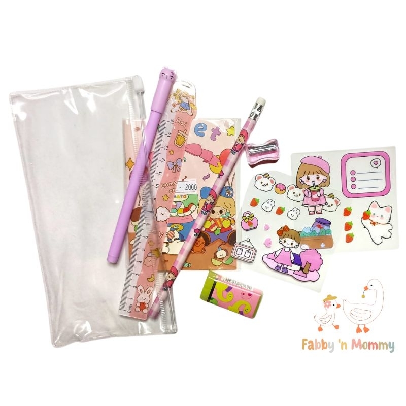 

[FABBYNMOMMY] - 1 set alat tulis paket 9 in 1 - peket alat tulis murah