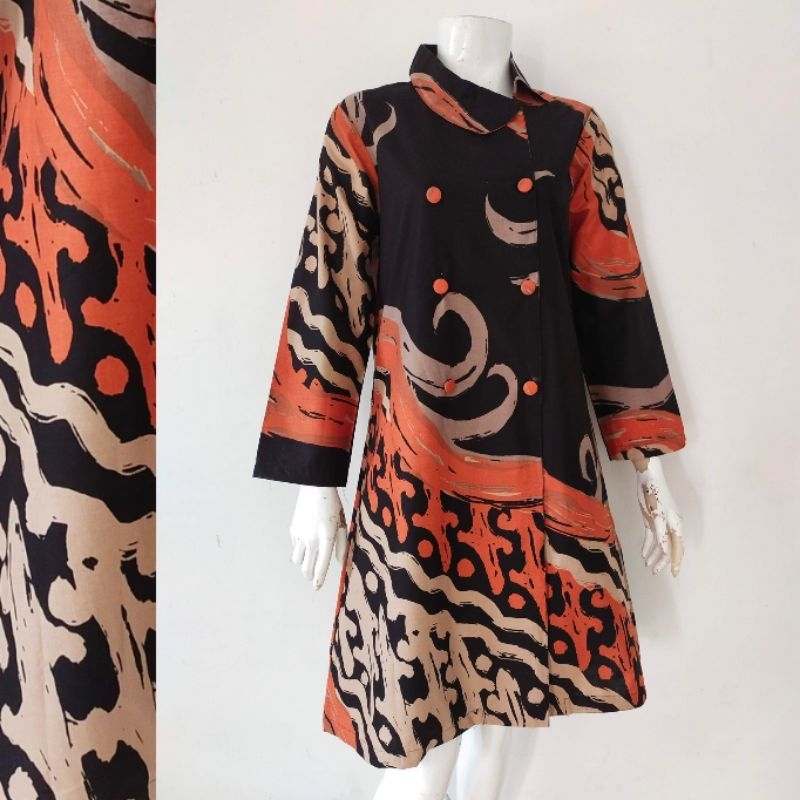Dress Atasan Batik Wanita Tunik Batik Kerja Kantoran Dress Tunik Simple LN Batik Kuliah Batik Modern