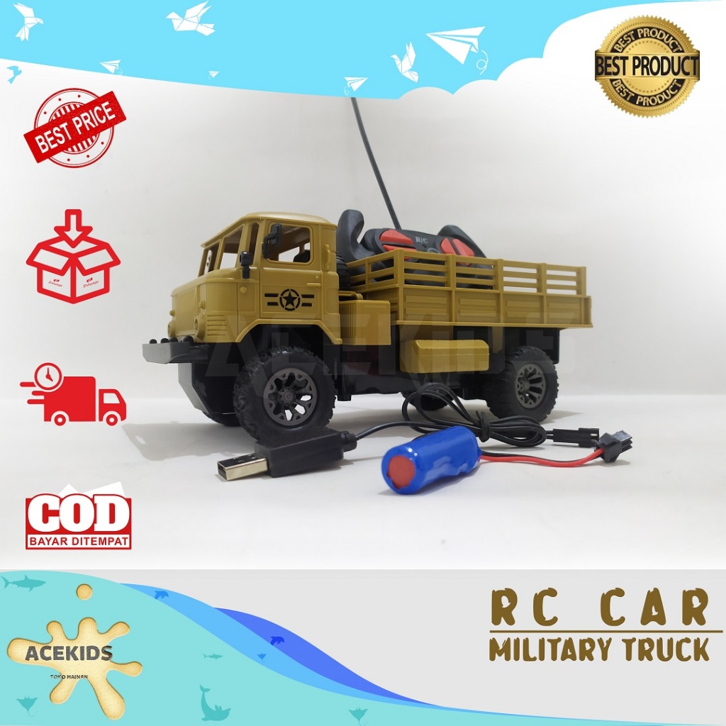 Mobil Remot Truck Militer RC Military Truck Fullset Battery Charger - 2449B