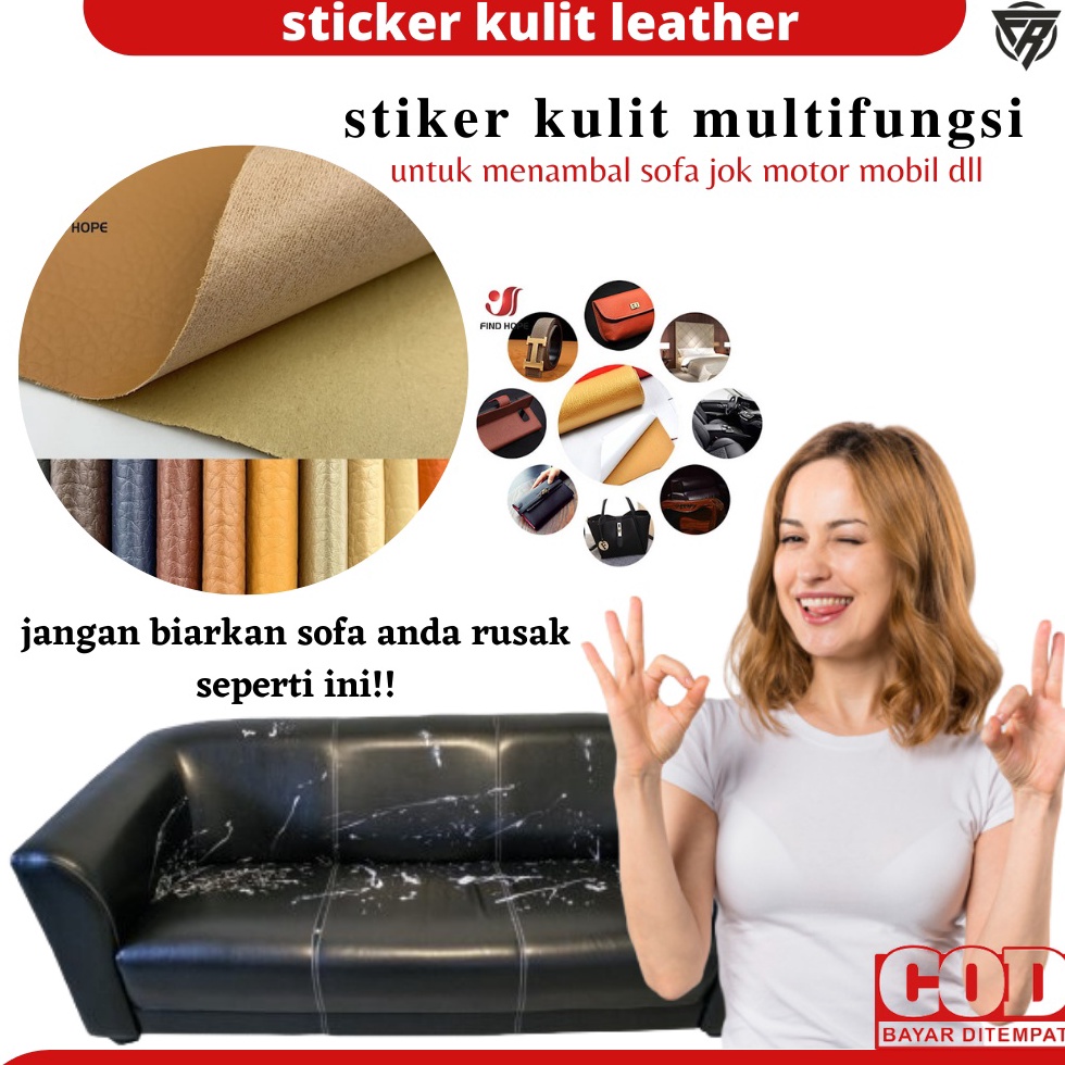 Jaman Now Sticker Stiker Leather Lem Perekat Kain Kulit Untuk Menambal Kursi Sofa Bed Sopa Oscar Jok