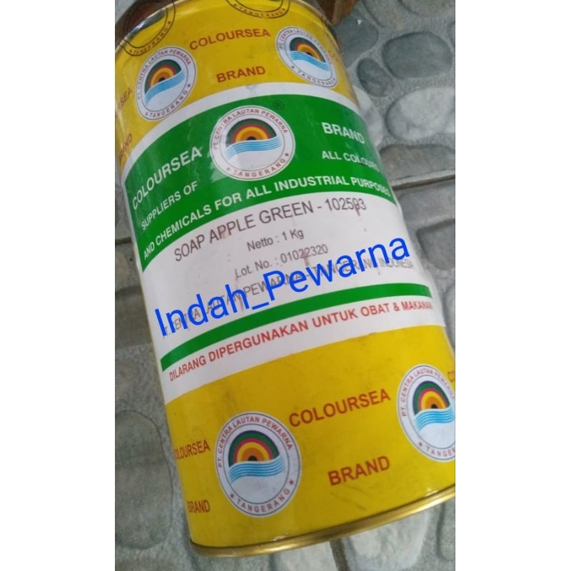 Pewarna sabun hijau stabilo-102593/soap apple green (larut dlm air)berat 1kg merek coloursea