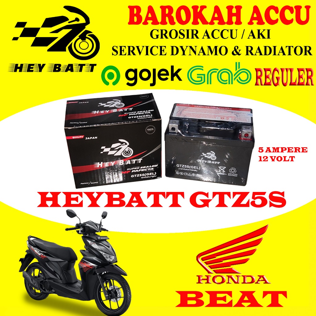 AKI MOTOR HONDA BEAT HEYBATT GTZ5S , 5 AH