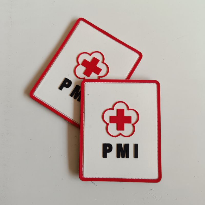 patch rubber logo pmi palang merah indonesia besar - tempelan emblem logo karet