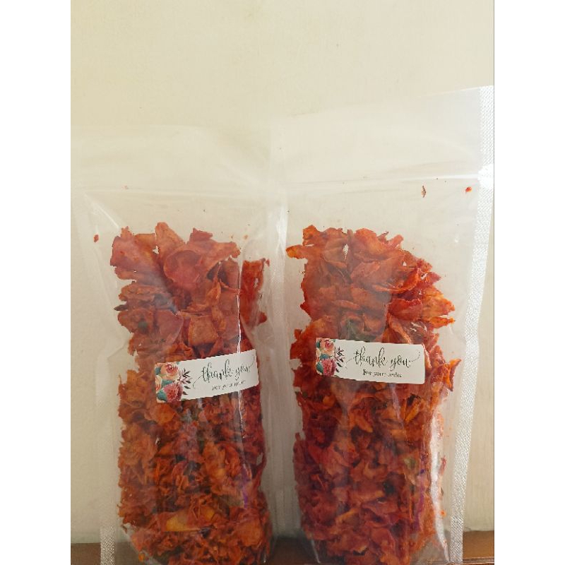 

kripik singkong kriwil balado pedas kemasan pouch 250 gr