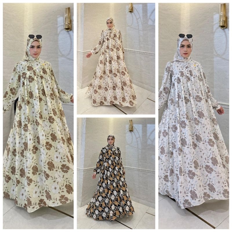 Gamis Bunga set hijab By ninona