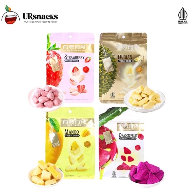 

URSNACKS Bundle of 4 - Freeze Dried Keripik sehat (Strawberry, Durian, Mango & Dragon Fruit)