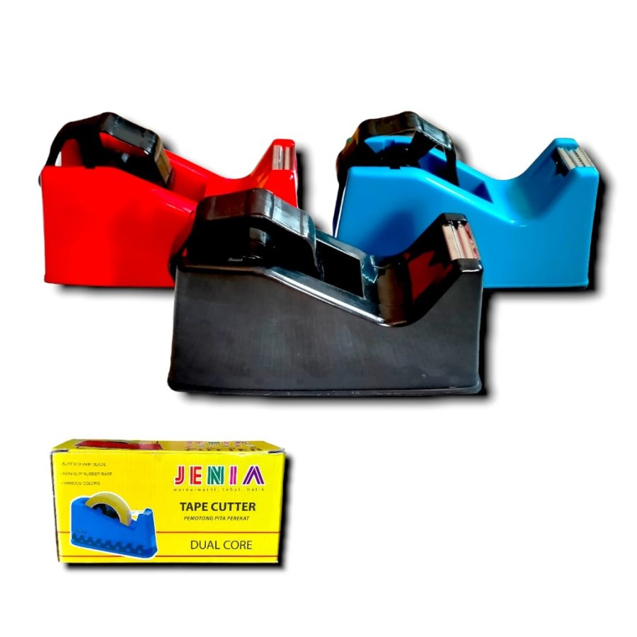 

Tape Dispenser Isolasi JENIA Dual Core / Tape Cutter / Tempat Pemotong Lakban Solasi