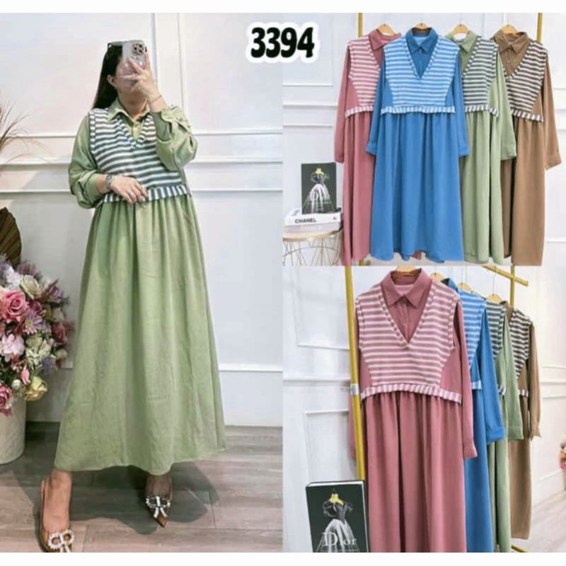 gamis cringkle airflow rompi salur // gamis rompi salur cringkle air flow