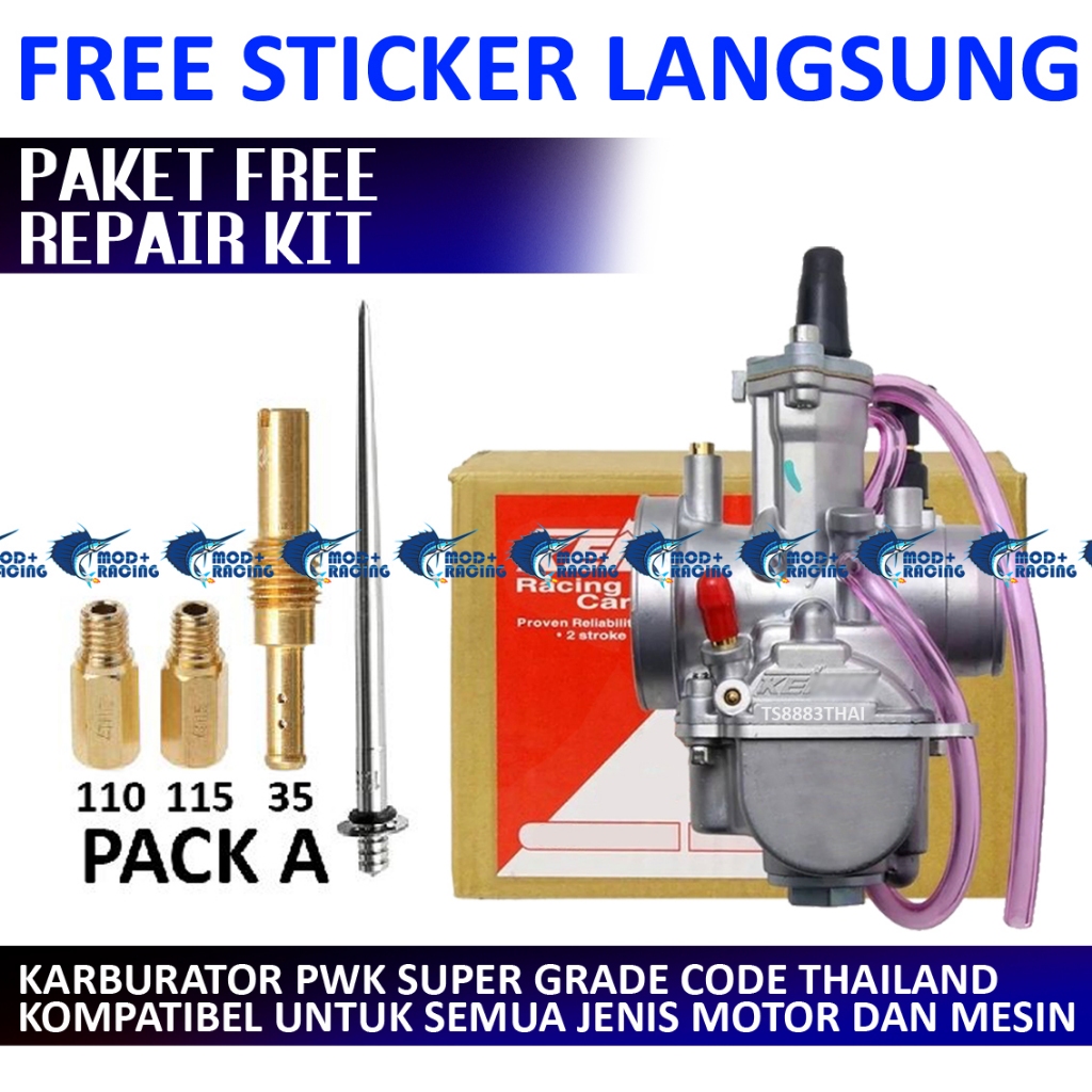 (COD) KARBURATOR PWK 24 26 28 30 32 34 FULL SET REPAIR KIT KARBU KR FULL SET THAILAND PWK PE SMASH SHOGUN SKYWAVE MX KING 135 CPO ORI ORIGINAL BEAT VARIO MIO RX MEGAPRO KLX 125 110 SUPRA 125 BYSON NINJA GL PRO RR SOUL FI FU 150 SATRIA 115 TIGER GL SCORPIO