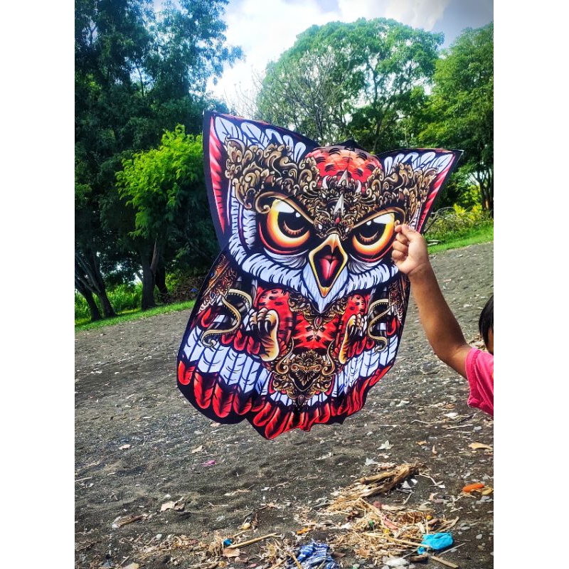 layangan celepuk merah putih lipat/kncok dowmt