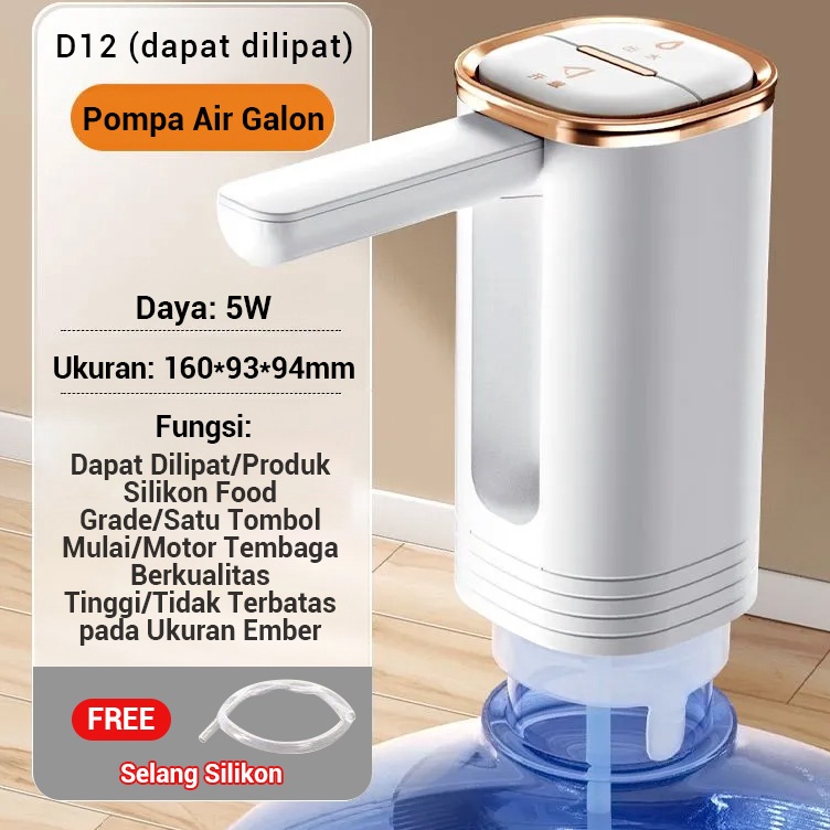 LaR Eleganhome Water Pump Electric Vipoo D12 Pompa Air Galon Portable Cas Elektrik Otomatis bisa dit