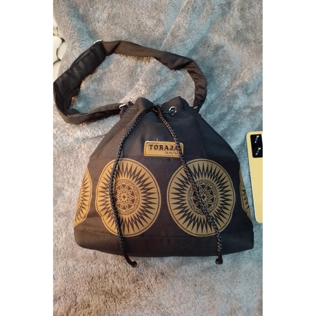 TAS TORAJA, SEPU TORAJA WARNA HITAM MOTIF TORAJA