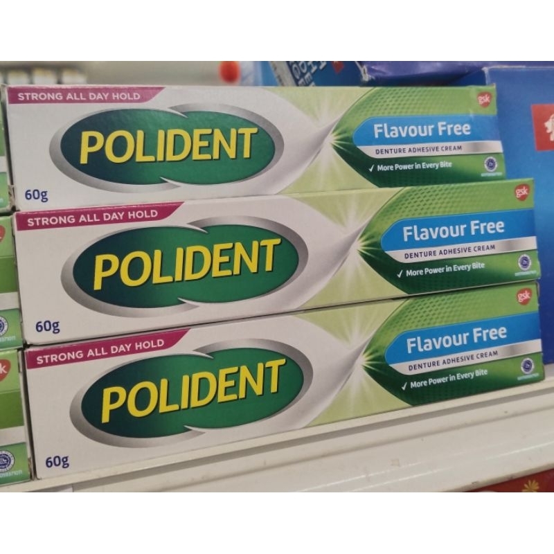 POLIDENT 60gr Perekat Gigi Palsu Lem Gigi Flavour Free Fresh Mint