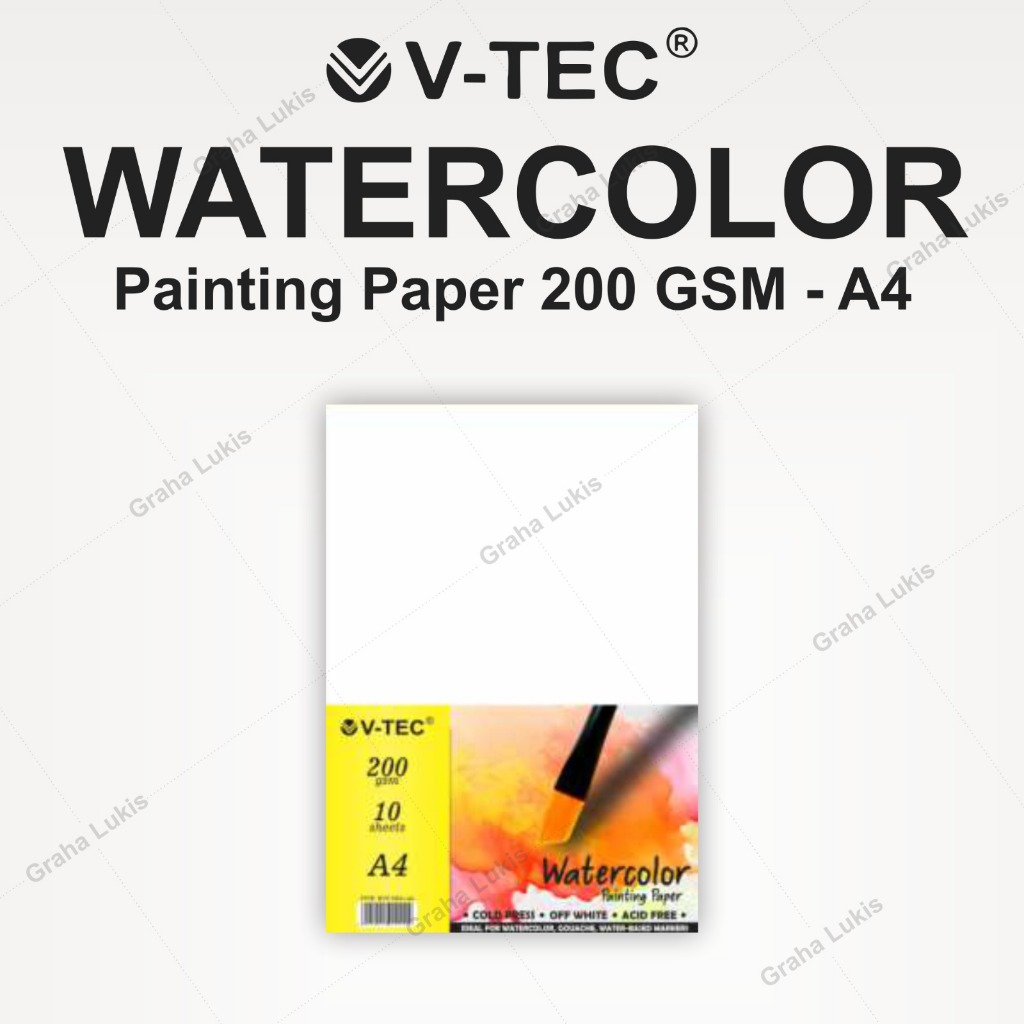 

V-TEC Watercolor Paper 200 Gsm A4 Cold Pressed - Lembaran