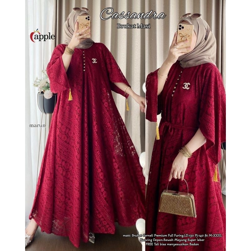 Baju Wanita Cassandra Brukat Original By Apple Dress Mewah Simple