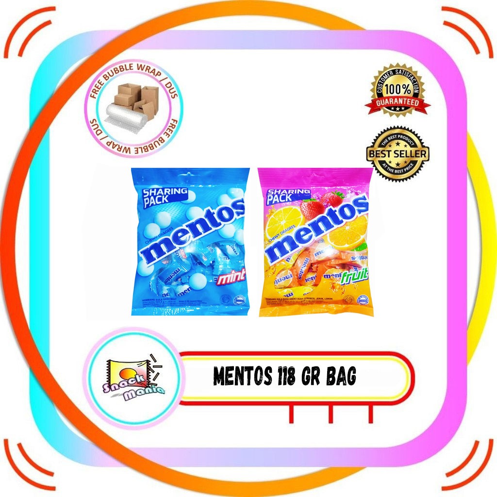 

Mentos Mint | Fruit Candy Permen Buah 118 gr Chewy Candy Dragess Bag