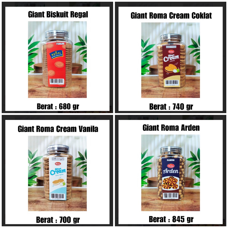 Snack/Kue Toples Lebaran Giant Regal-Arden-Roma Kelapa Cream Coklat/Vanila