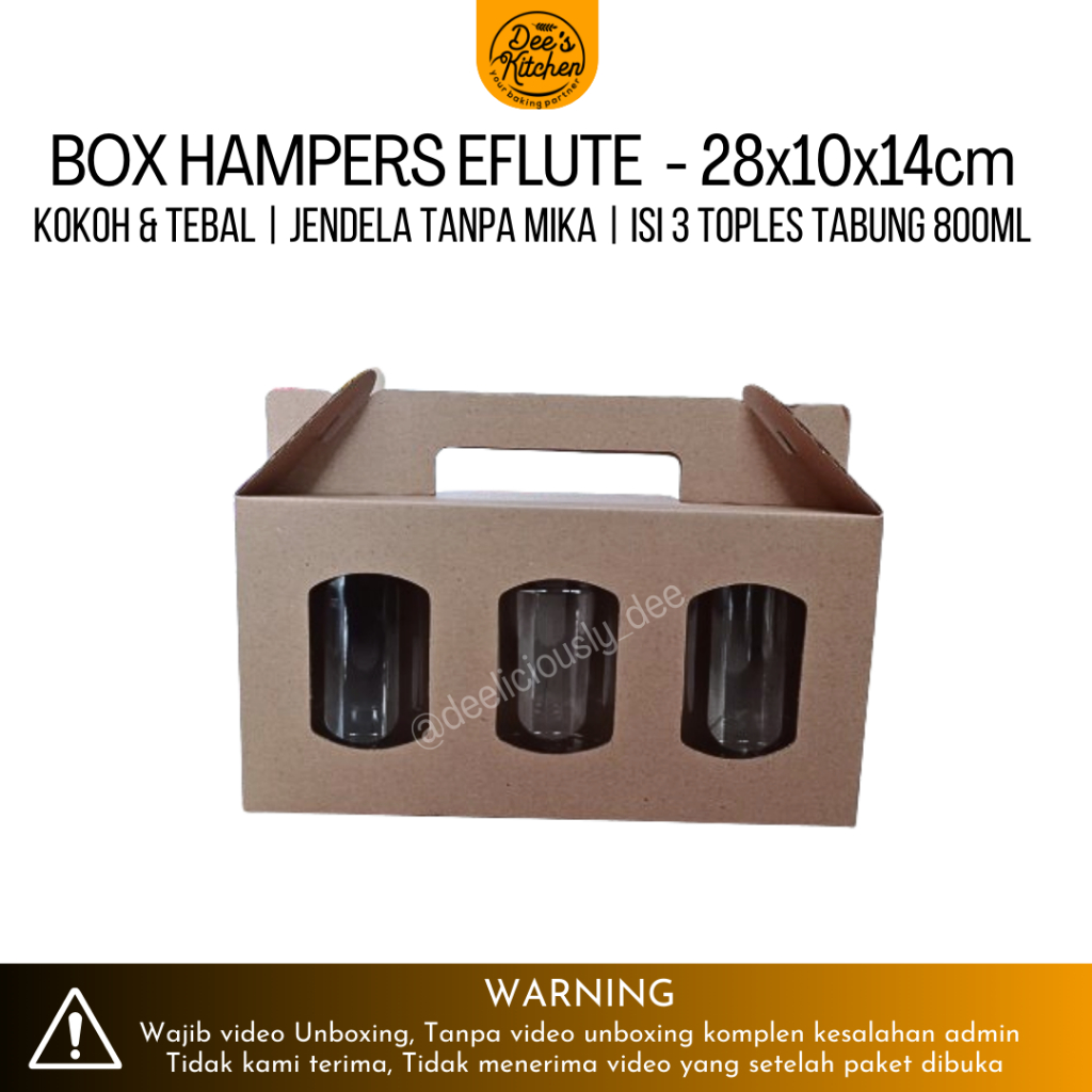 

[Untuk 3 Stoples Tabung] Gable Box EFlute Box Hampers Tabung 600ml & 800ml