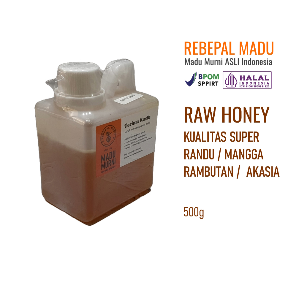 

Madu Murni Indonesian Raw Honey Kualitas Super Rebepal Madu - 500gr