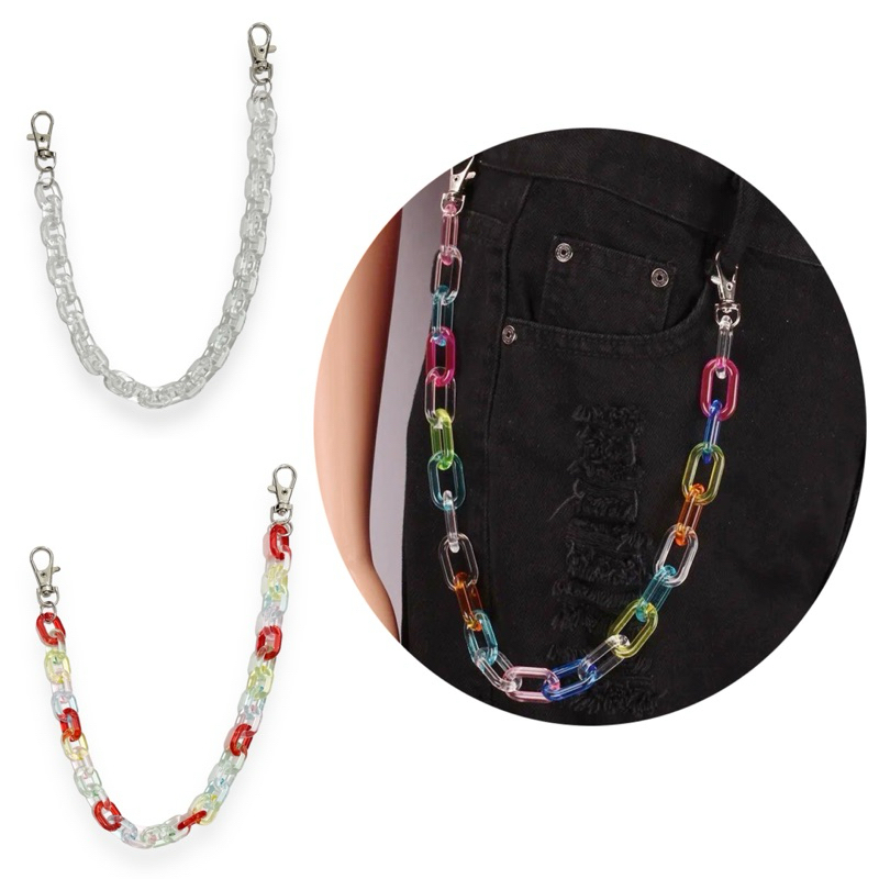 Dilan Acrilic Chain Pants Belt Rantai Celana Akrilik Rantai Dompet Pants Denim Gantungan Jeans