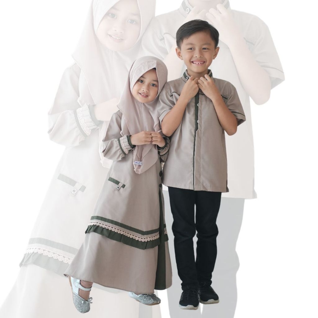 SUKAHIJAB - Sarimbit Sarah Ibrahim Baju Couple Anak Laki-Laki Dan Perempuan Gamis Koko Kids Lebaran 