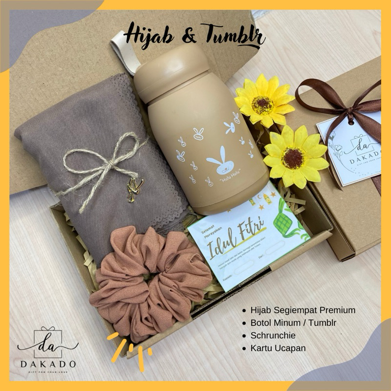 HAMPERS HIJAB BOTOL MINUM HAMPERS GIF BOX CEWEK ULTAH / KADO PACAR HIJAB SEGIEMPAT TUMBLR SOUVENIR I