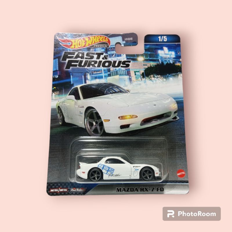 HOTWHEELS PREMIUM MAZDA RX-7 FD FAST FURIOUS WHITE