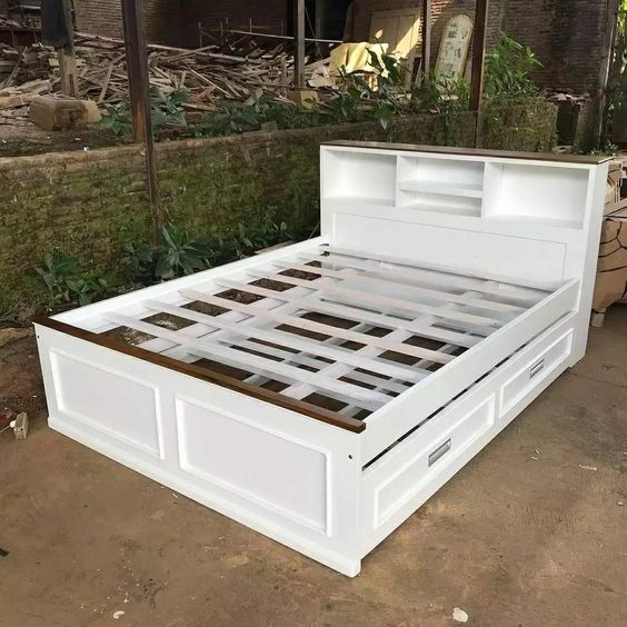 Best Seller Ranjang Tidur Minimalis Duco Warna Putih Minimalis Kayu Jati