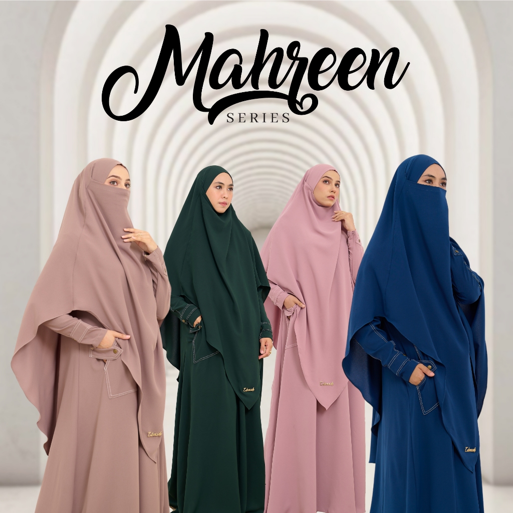 Zahrasofi Mahreen Abaya Set / Set Khimar / Dress Syari / Baju Umroh / Hijab Premium / Gamis Wanita