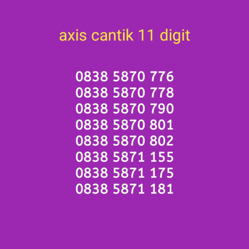 nomor axis 11 digit cantik perdana reguler