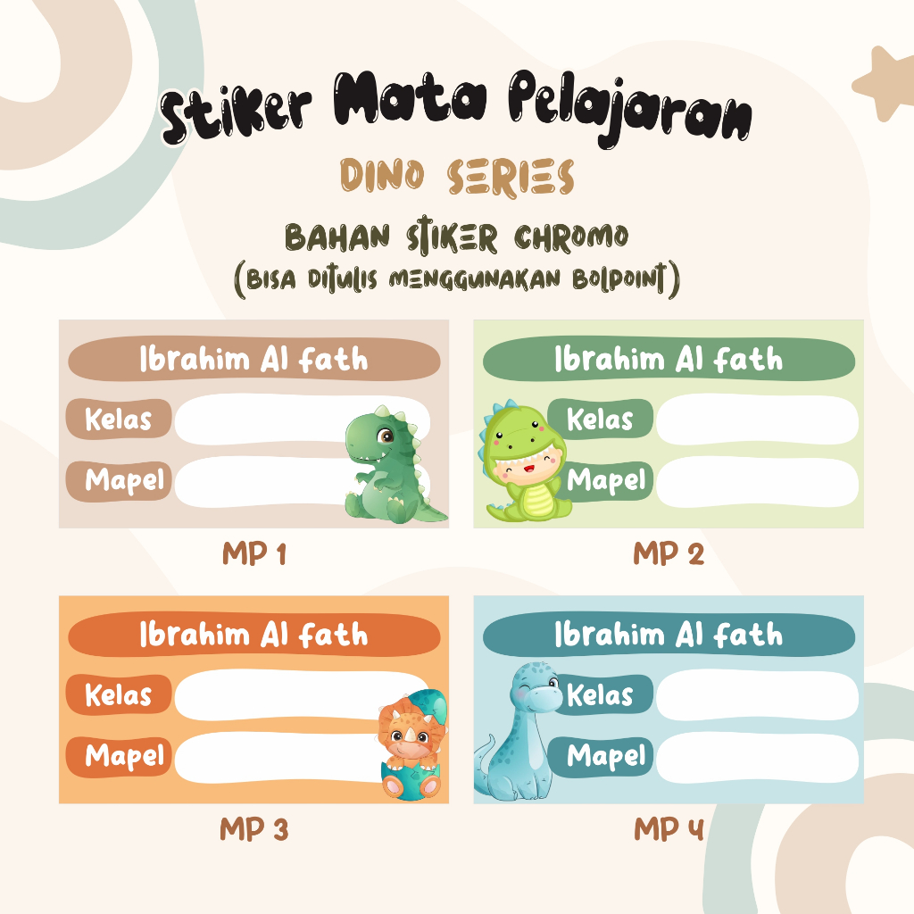 

STIKER BUKU PELAJARAN CUSTOM NAMA ISI 44 PCS (BISA MIX DENGAN STIKER PENSIL) BISA DITULIS MENGGUNAKAN BOLPOINT