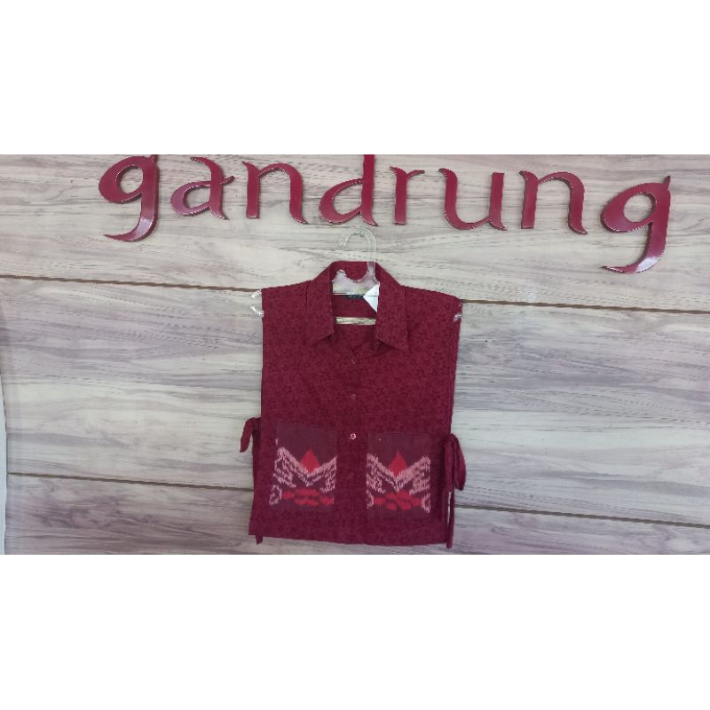 Pakaian Wanita Kekinian Outer Etnik Belah Samping Kain Embos Saku Tenun Ikat khas Lombok