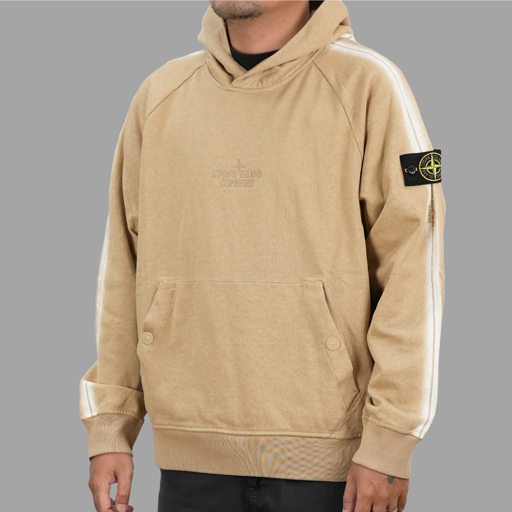 Supreme Stone Island Stripe Hoodie Tan