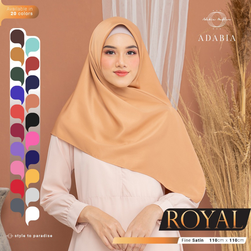 SEGIEMPAT SATIN ROYAL ADABIA SEGI EMPAT SCARF POLOS SIZE 105 X105 MURAH KEKINIAN