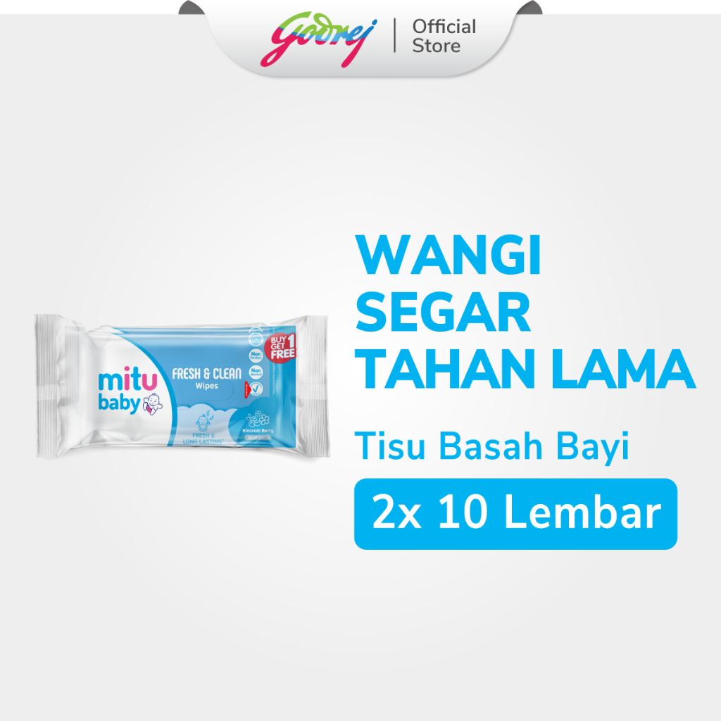 [Beli 1 Gratis 1] Mitu Baby Fresh & Clean Wipes Blossom Berry 10'S - Tisu Basah Bayi