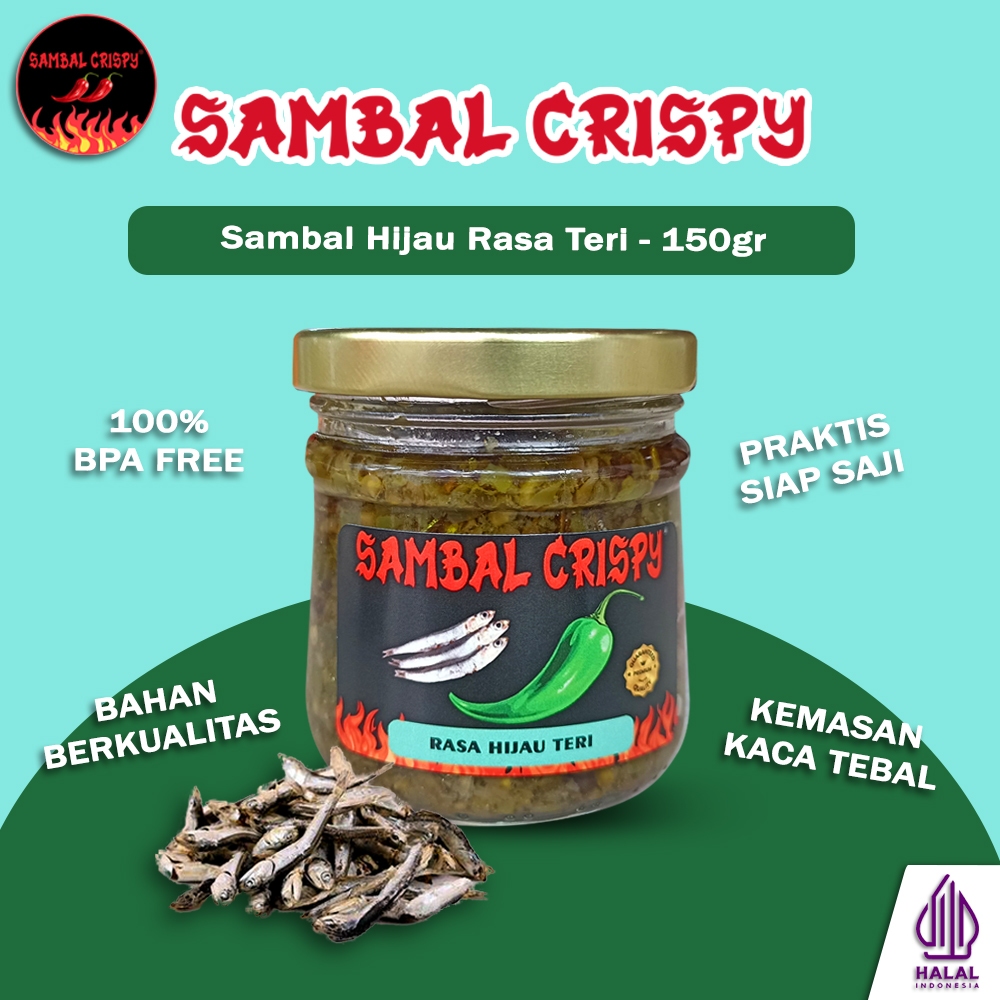 

Sambel Teri Cabai Hijau Pedas Gurih SAMBAL CRISPY 150 Gram - Home Made Rumahan