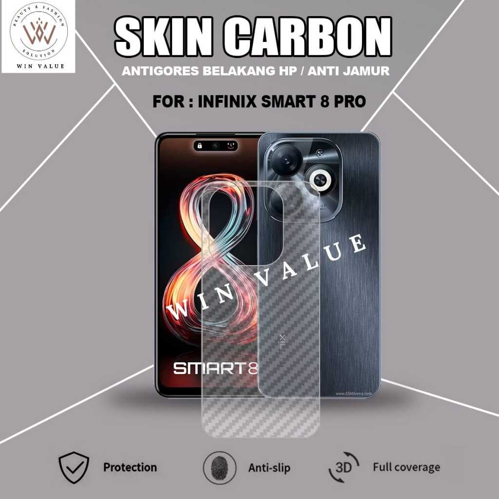 Infinix Smart 8 Infinix Smart 8 Pro Skin Carbon Garskin Anti Gores Belakang Infinix Smart 8 Infinix Smart 8 Pro
