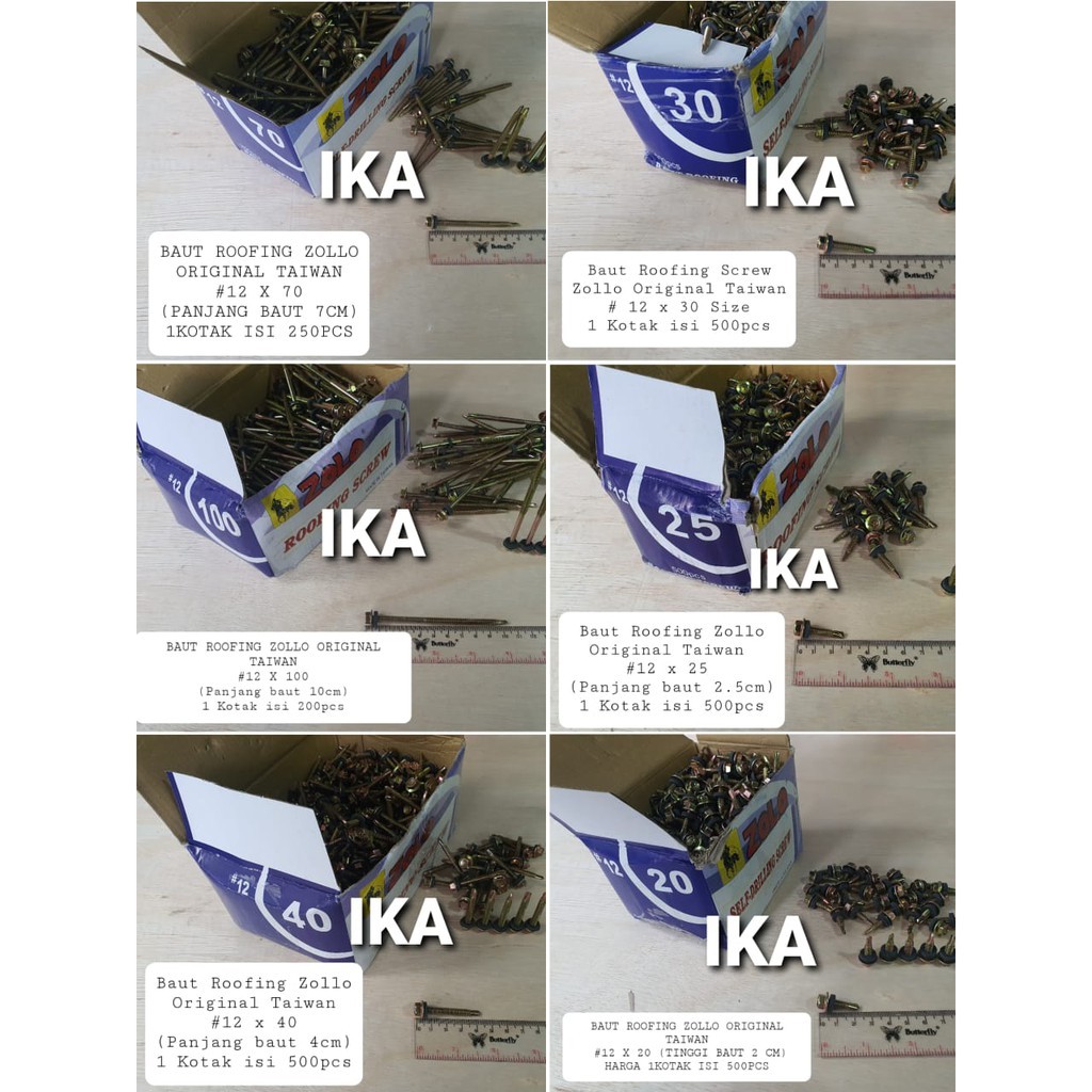 (PER DUS) Baut Roofing / Skrup Sekrup Ruping / Rufing 2, 3, 4, 5, 6, 7,10 cm ZOLLO ORIGINAL TAIWAN