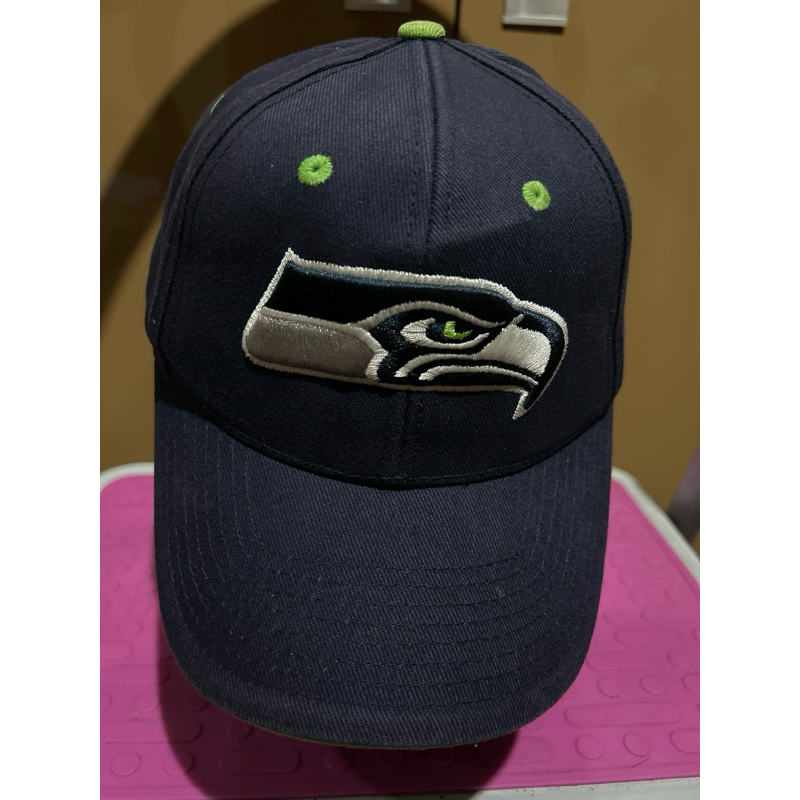 Topi sekon model Cap NFL Appareal Seattle Seahawk- warna Biru Donker