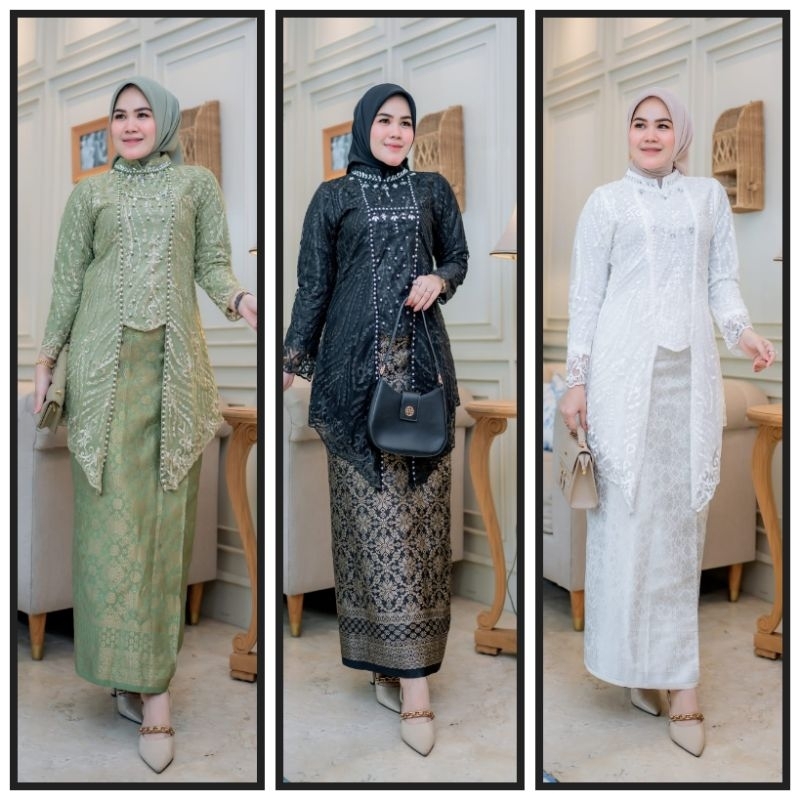 stelan kebaya kutubaru tunik Aldi / kebaya murah / kebaya modern / kebaya terbaru / kebaya ibu besan