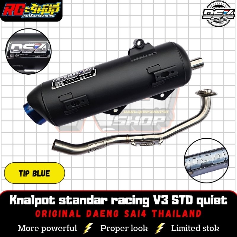 knalpot standar racing daeng sai4 nmax 155 old corong stainless biru original thailand