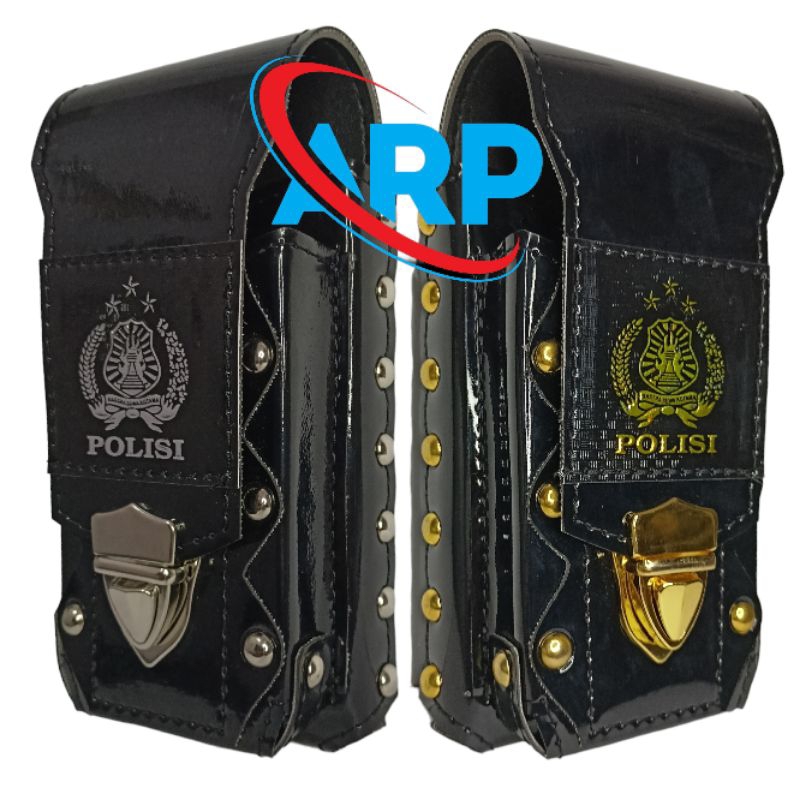 tempat hp dompet hp sarung hp pinggang polisi embos gold