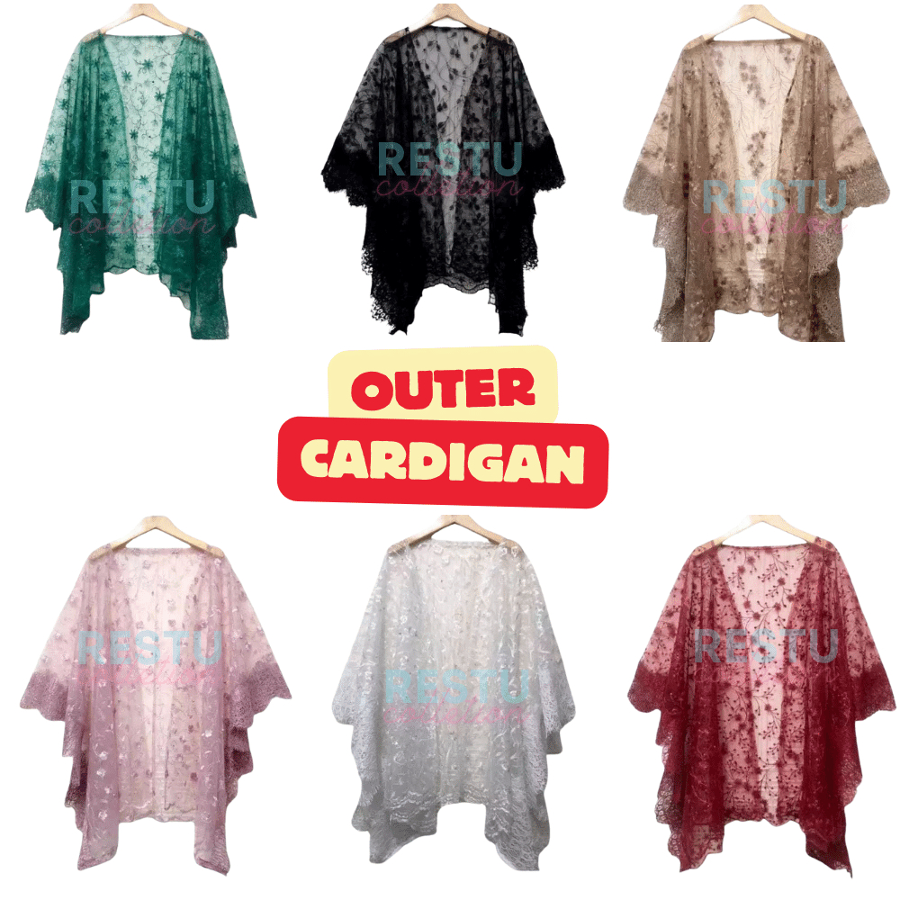 	 outer cardigan kebaya bridesmaid baju kondangan tille mix brokat renda Kekinian	