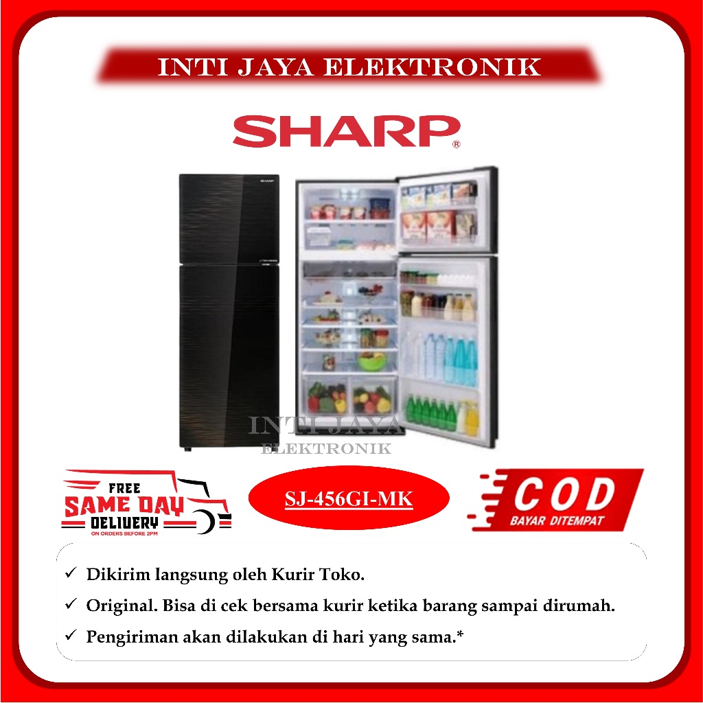 KULKAS SHARP INVERTER SJ-456GI-MK J-TECH 352 LITER 2 PINTU SJ456GIMK SJ 456 GI MK SJ456 GIMK 456GIMK
