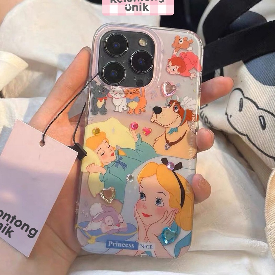 CR Princess Acrylic Case with DIY Sticker  Hardcase Casing HP for iPhone XR 11 12 13 14 15 PRO PROMA