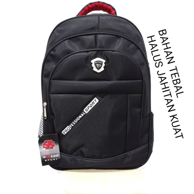 Tas Punggung Gendong Rangsel Sekolah SD SMP SMA Backpack HITAM Pollo Murah