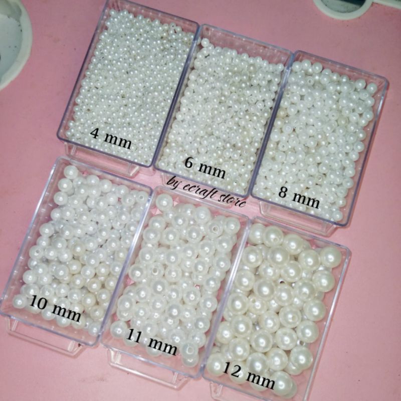 (25gram) Mutiara Ringan 2 mm 4 mm 5 mm 6 mm 8 mm 10 mm 12 mm Manik Mutiara Sintetis Ukuran Lengkap M