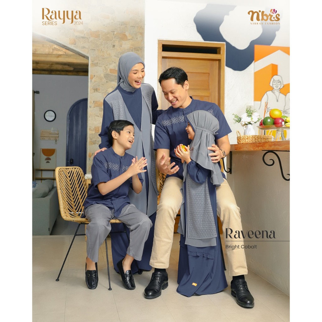 SARIMBIT TERBARU RAVEENA BRIGHT COBALT BY RAYYA SERIES NIBRAS 2024 - BAJU SERAGAM BUSANA MUSLIM TERB